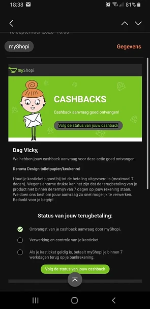 Net een terugbetaling aangevraagd voor renova...