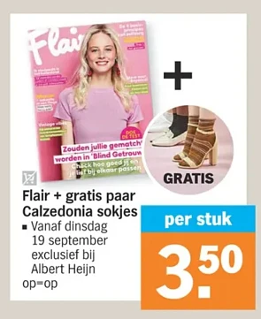 Vanaf dinsdag 19/9 in Flair gratis paar Calze...