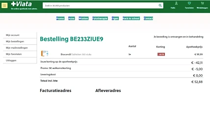 €47.11 korting bij mijn bestelling bij viata....
