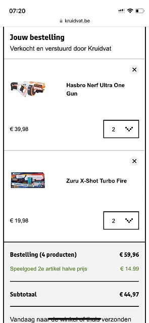 Bij Kruidvat op sommige speelgoed 2de aan hal...
