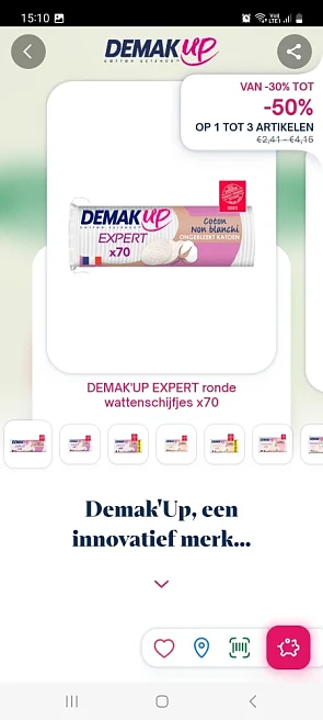 Shopnium 30-50% op 1 tot 3 artikelen demak'up...