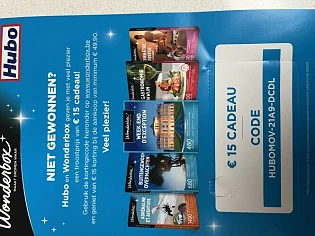 15€ korting op een bon van wonderbox. Niet ge...