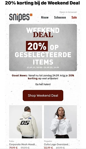 Snipes weekend deal! Vanaf nu tot zondag 24...