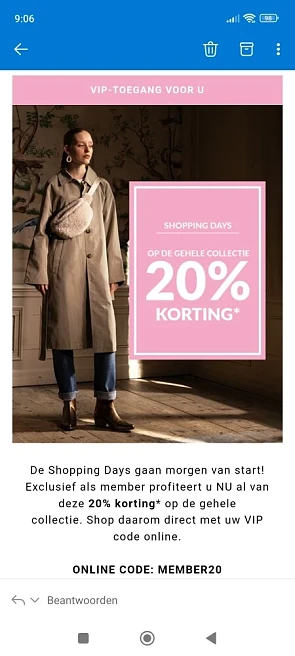 20% korting op de hele collectie, uitgezonder...