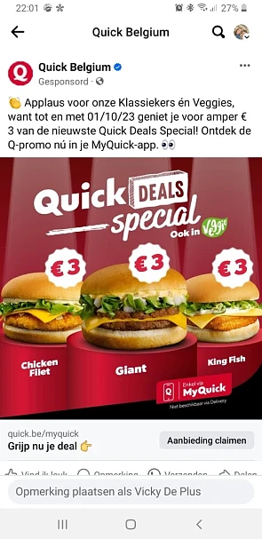 Tot 1/10 kan je via de Quick app de giant, ch...