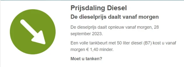 De diesel daalt vanaf morgen 28 september 202...