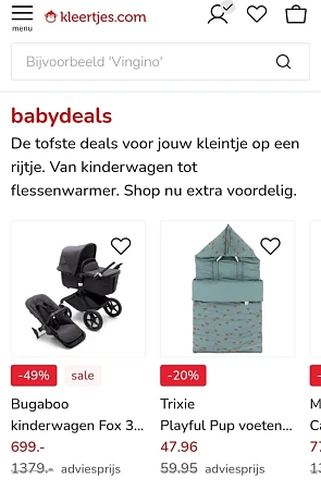 kleertjes.com babydeals tot 49% korting o.a....