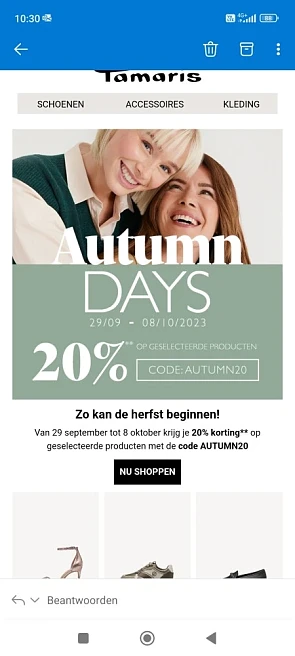 Van 29 september tot 8 oktober krijg je 20% k...