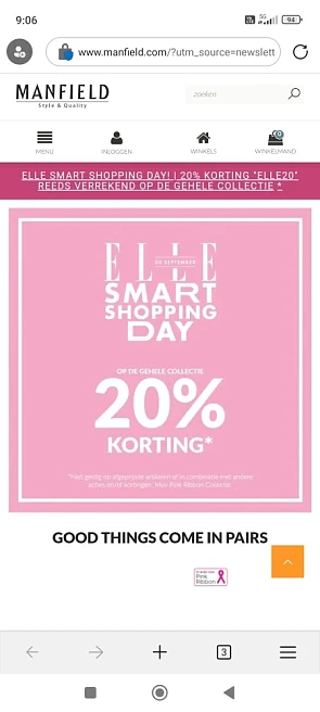 20% korting bij manfield.be voor elle shoppin...