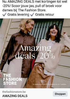 thefashionstore.be amazing deals tot -20% kor...