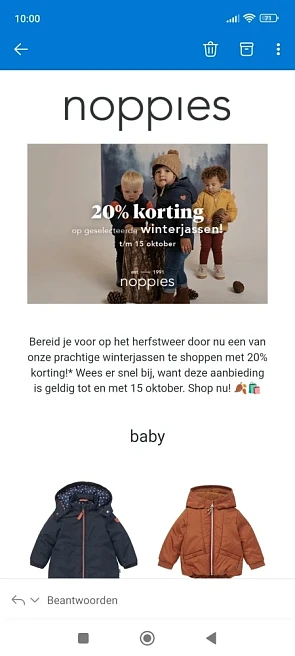 20% korting op een selectie kinderjassen bij...