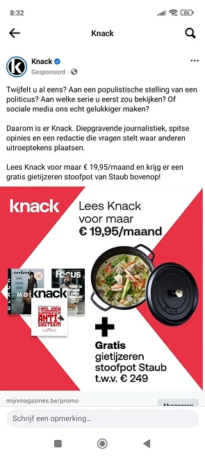Neem een abonnement op Knack voor €19,95/mnd...