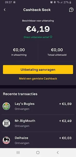 Bij woolsocks 100% cashback gekregen op hambu...