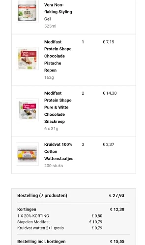 Kruidvat besteld 2+1 wattenstaafjes, stapelen...