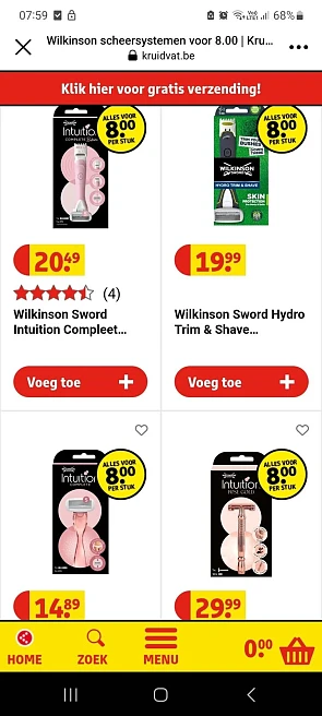 Nu bij Kruidvat verschillende scheersystemen...