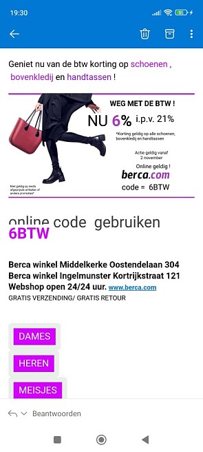 6% btw ipv 21% op alle schoenen, kledij en ha...