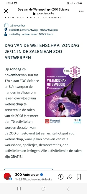 Dat van de wetenschap zoo antwerpen zondag 26...