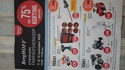 Fabrieksverkoop Berghoff: 11 & 12 november,...