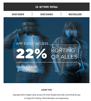 Vandaag in de app van G-star raw: app early a...