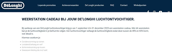 De'Longhi Luchtontvochtiger Weerstation cad...