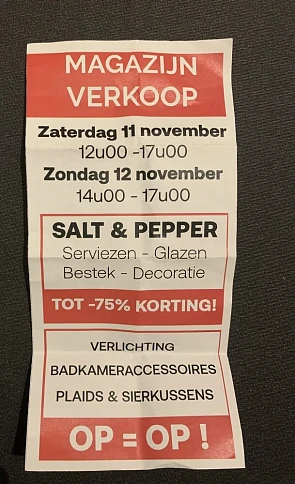 Magazijn verkoop bij meubelen jonckheere Mor...