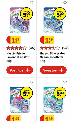 Kruidvat harpic toiletblok 5 voor €5,00