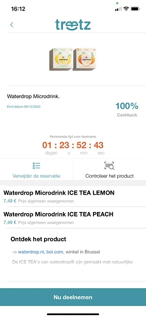 Treetz Waterdrop microdrink ice tea lemon of...