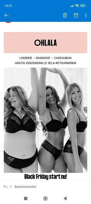 Black Friday bij lingerie ohlala: 20% korting...