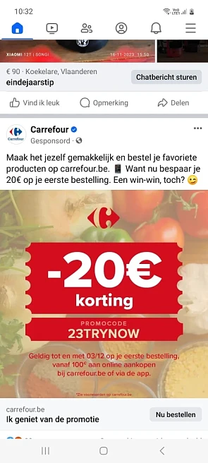 20€ korting op je eerste bestelling bij carre...