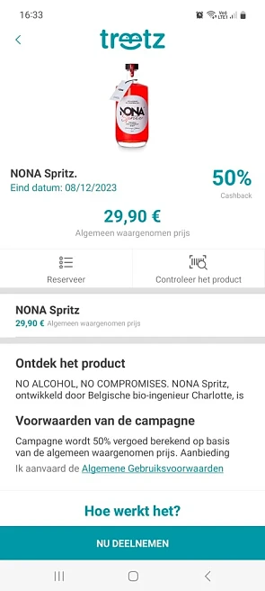Treetz 50% cashback nona spritz