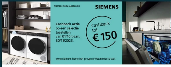 Siemens Tot €150 cashback Op een selectie A-...