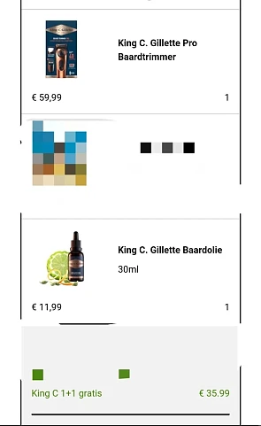 Bij kruitvat 1+1 op Gillette king c producten...