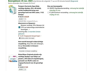 pampers harmony aqua 1152 stuks en 240 waterw...