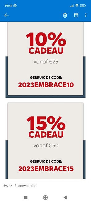 10% korting bij aankoop vanaf €25: 2023EMBRAC...
