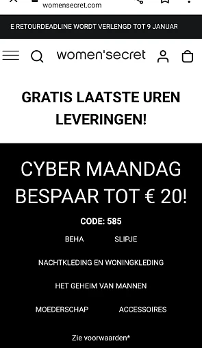 womensecret.com cyber monday bespaar tot €20...