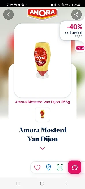 Shopmium -40% amora mosterd van dijon 256g, t...