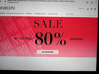 madeleine-fashion.be sale nu tot wel 80% kort...