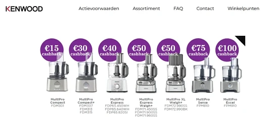 Kenwood Tot €100 cashback bij aankoop van een...