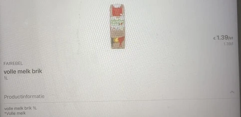 Collect en go Volle melk fairebel 1liter 1,...