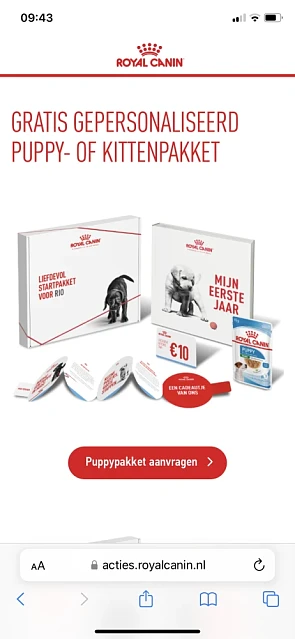 Gratis kitten- of puppypakket Royal Canon ht...
