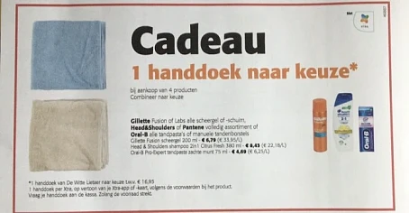 Colruyt. Vanaf 2/1 1 handdoek cadeau bij aank...