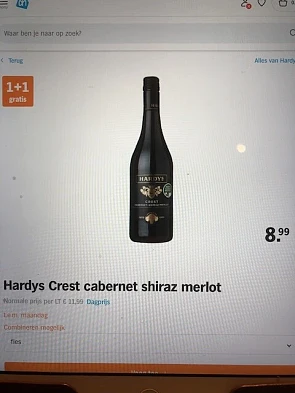 Albert Heijn 1+1 gratis op Hardy’s merlot