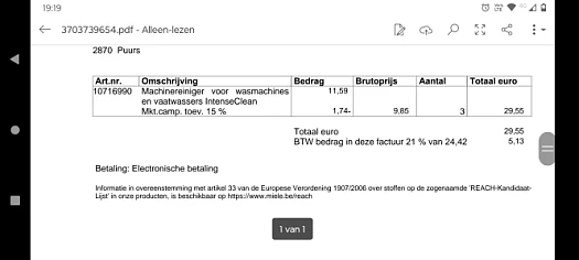 Machinereiniger voor wasmachine gekocht bij M...