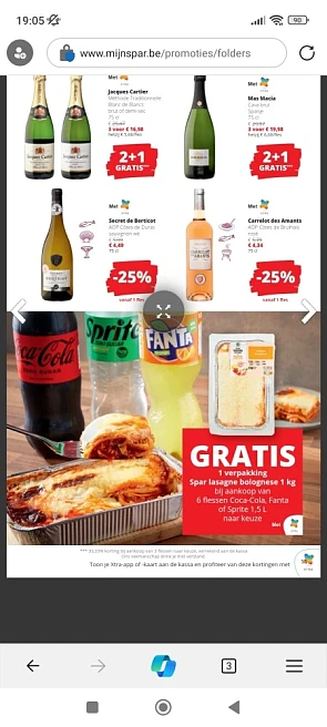 1 gratis Spar verpakking lasagne bolognese 1...