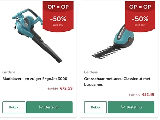 -50% korting op verschillende Gardena product...