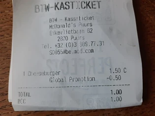 Mc donalds door de aanbieding in de app 1€ be...