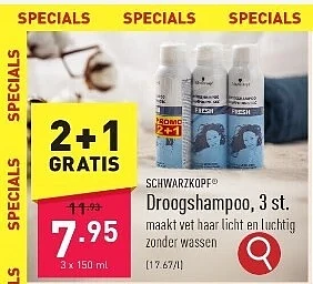 Nu bij ALDI Schwarzkopf droogshampoo 2+1 grat...