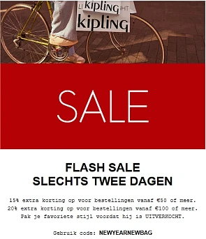 Extra korting bovenop de sale bij kipling: 1...