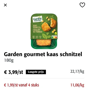 Colruyt garden gourmet kaas schnitzel 180g va...
