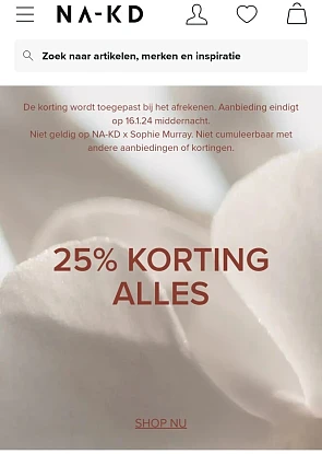 na-kd.com alleen vandaag 25% korting op bijna...